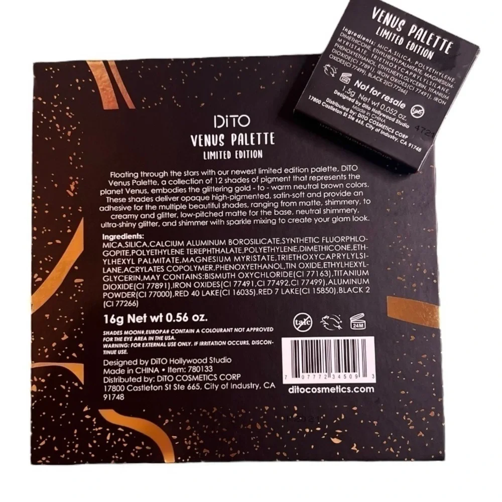 DITO Venus Palette limited edition eye shadow palette never used